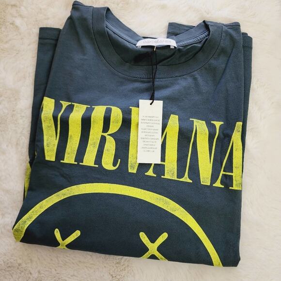 NWT Daydreamer NIRVANA Smiley Tee 1X Plus Vintage Black Grunge Made USA - Picture 2 of 12